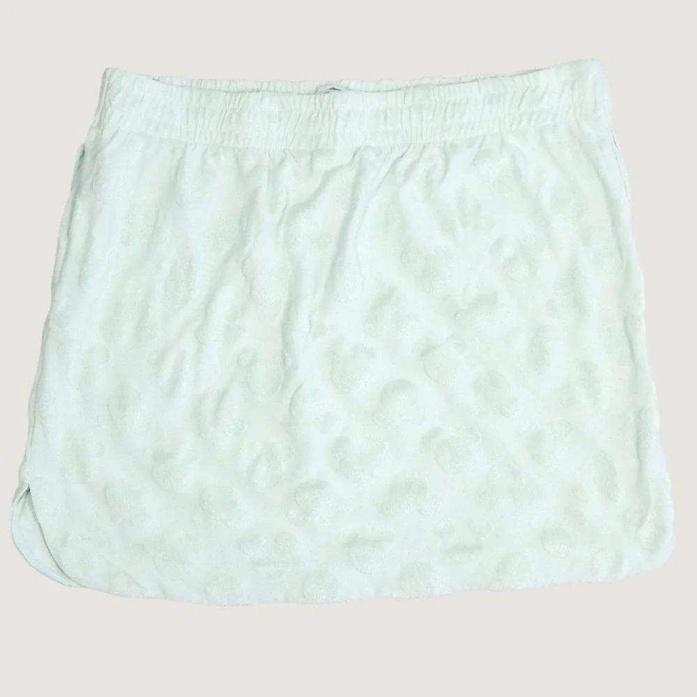 Disney Mickey Mouse Skirt Women M Mint Green Terry Cloth Embossed Mini Skirt